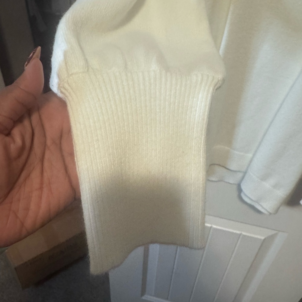 NWT- ELOQUII Women’s Plus Size- Cold Shoulder Elegant White Turtleneck Sweater - Picture 4 of 7